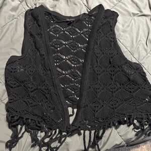 Torrid Black Plus Size Vest - Fringe Vest - 3XL